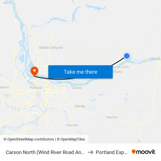 Carson North (Wind River Road And Metzger Road) to Portland Expo Center map