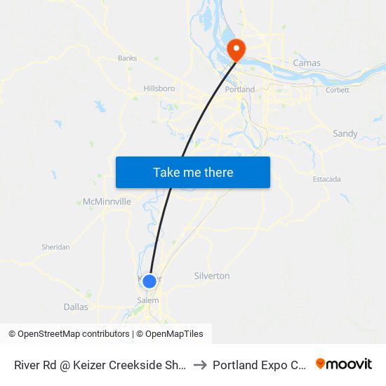 River Rd @ Keizer Creekside Shopping to Portland Expo Center map