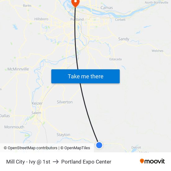 Mill City - Ivy @ 1st to Portland Expo Center map