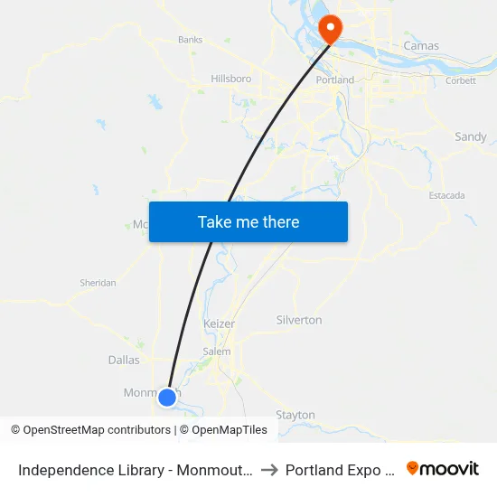 Independence Library - Monmouth St @ 2nd to Portland Expo Center map