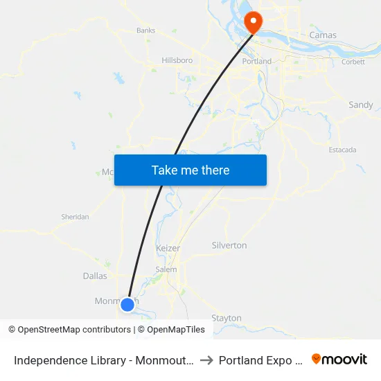 Independence Library - Monmouth St @ 2nd to Portland Expo Center map