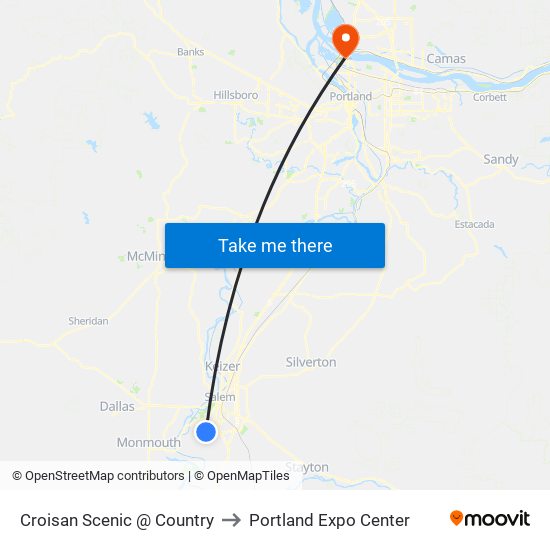 Croisan Scenic @ Country to Portland Expo Center map