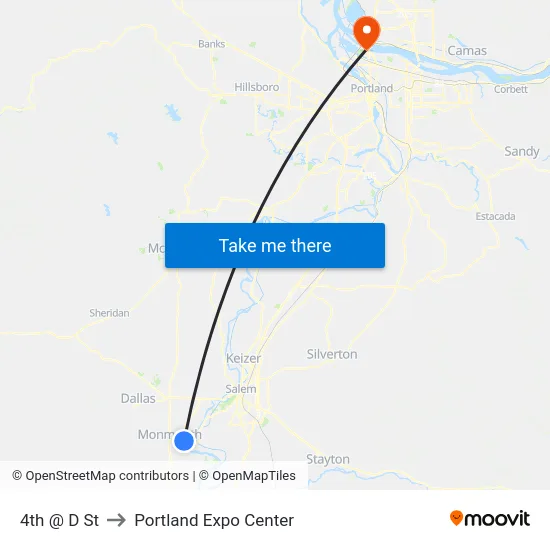 4th @ D St to Portland Expo Center map