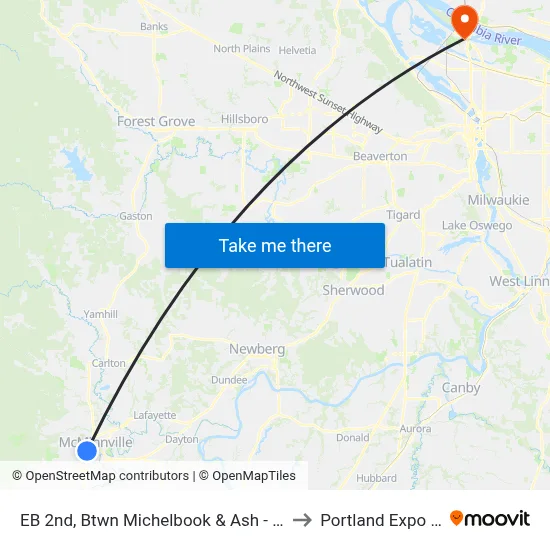 EB 2nd, Btwn Michelbook & Ash - St. Barnabas to Portland Expo Center map