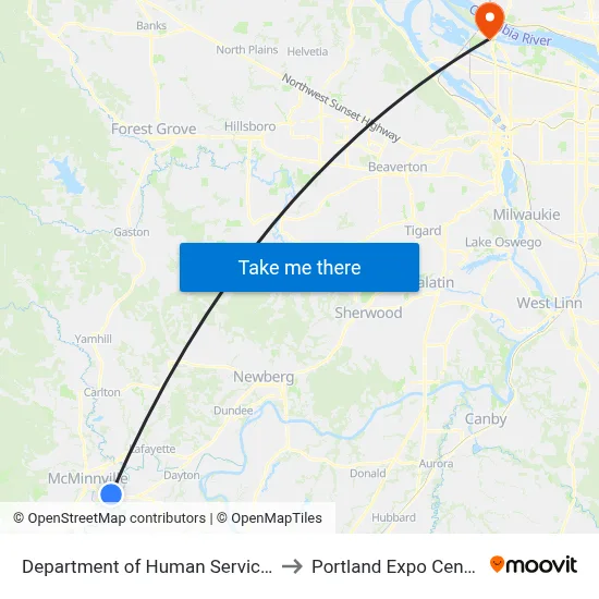 Department of Human Services to Portland Expo Center map