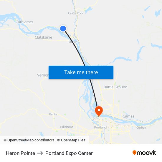 Heron Pointe to Portland Expo Center map