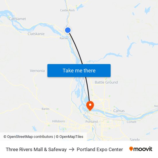 Three Rivers Mall & Safeway to Portland Expo Center map