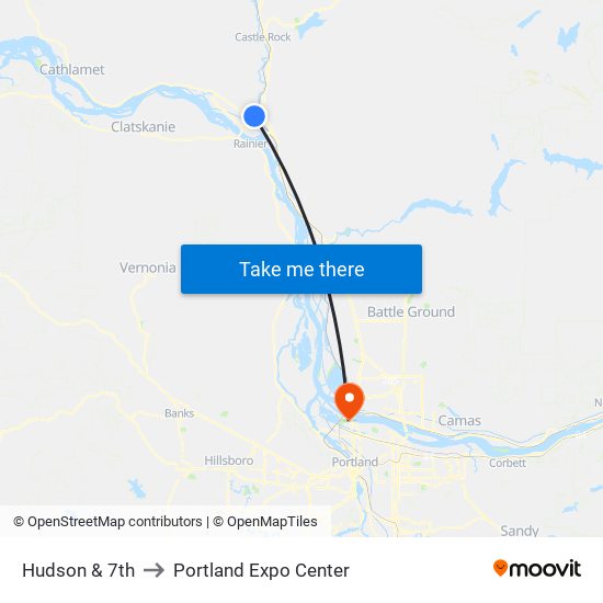 Hudson & 7th to Portland Expo Center map