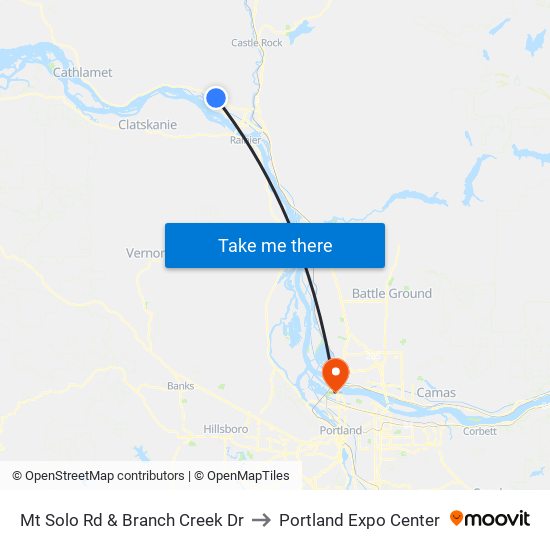 Mt Solo Rd & Branch Creek Dr to Portland Expo Center map