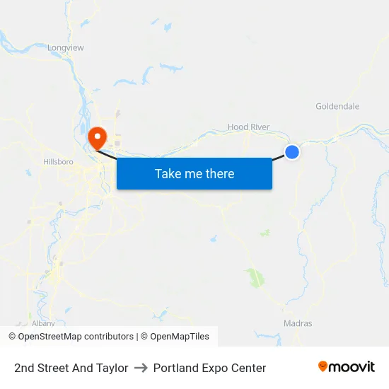 2nd Street And Taylor to Portland Expo Center map