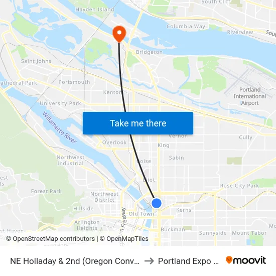 NE Holladay & 2nd (Oregon Convention Ctr) to Portland Expo Center map