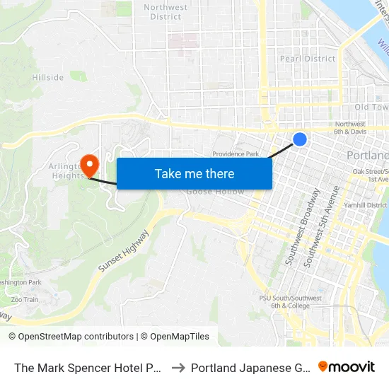 The Mark Spencer Hotel Portland to Portland Japanese Garden map