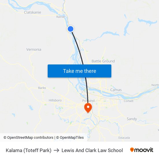 Kalama (Toteff Park) to Lewis And Clark Law School map