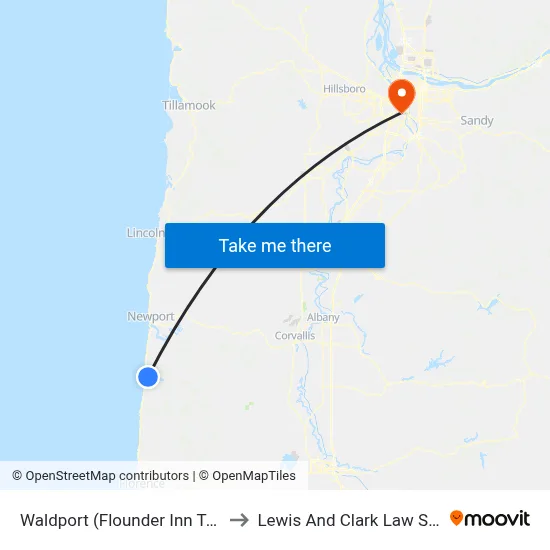 Waldport (Flounder Inn Tavern) to Lewis And Clark Law School map