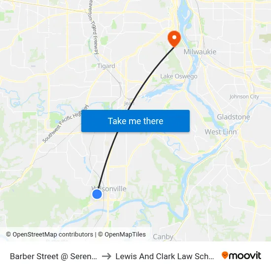 Barber Street @ Serenity to Lewis And Clark Law School map