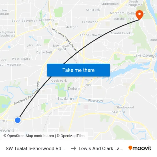 SW Tualatin-Sherwood Rd & Gerda Ln to Lewis And Clark Law School map