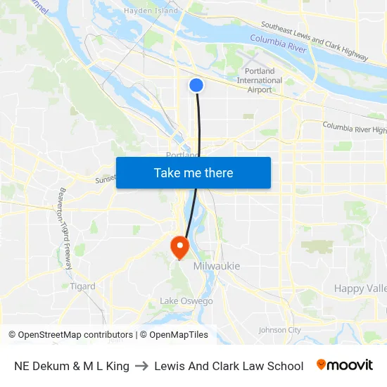 NE Dekum & M L King to Lewis And Clark Law School map