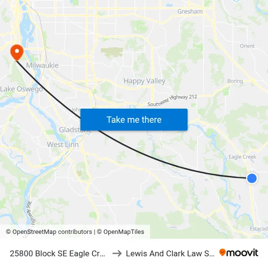 25800 Block SE Eagle Creek Rd to Lewis And Clark Law School map