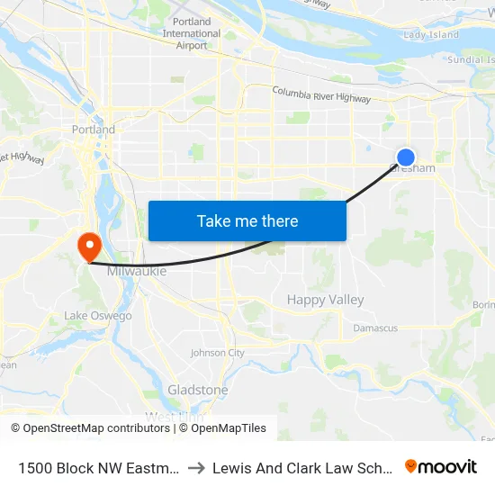 1500 Block NW Eastman to Lewis And Clark Law School map