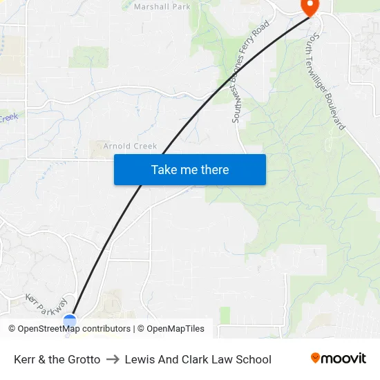 Kerr & the Grotto to Lewis And Clark Law School map