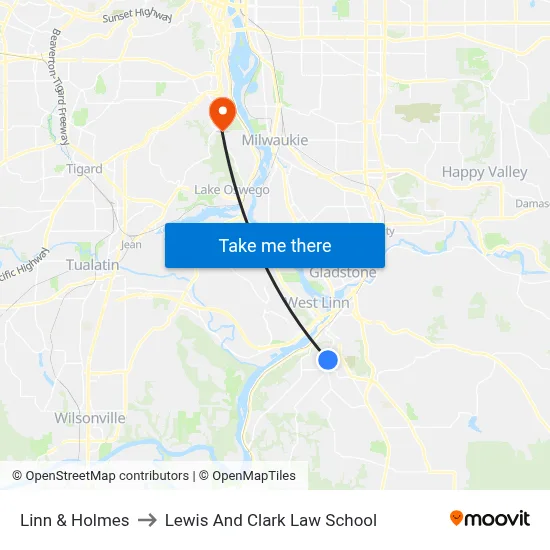 Linn & Holmes to Lewis And Clark Law School map