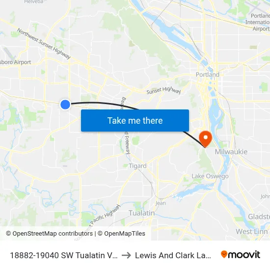 18882-19040 SW Tualatin Valley Hwy to Lewis And Clark Law School map