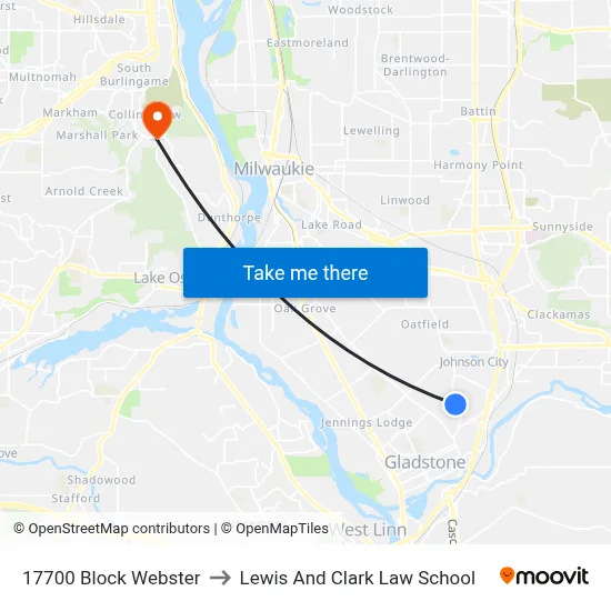 17700 Block Webster to Lewis And Clark Law School map