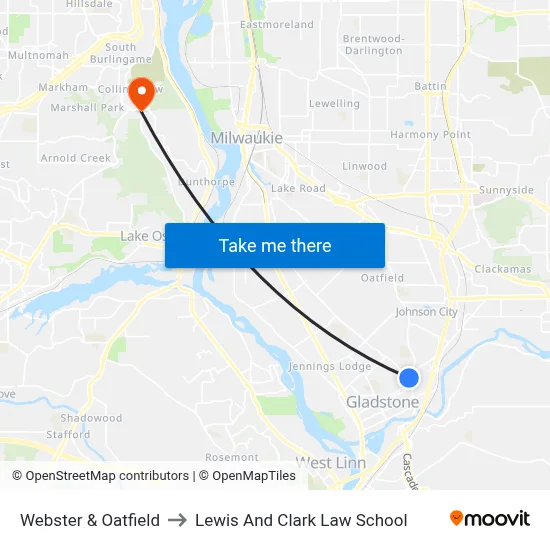 Webster & Oatfield to Lewis And Clark Law School map
