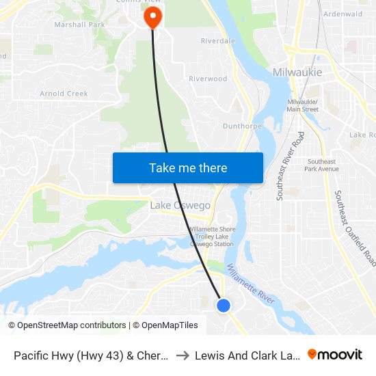 Pacific Hwy (Hwy 43) & Cherry Ln (South) to Lewis And Clark Law School map