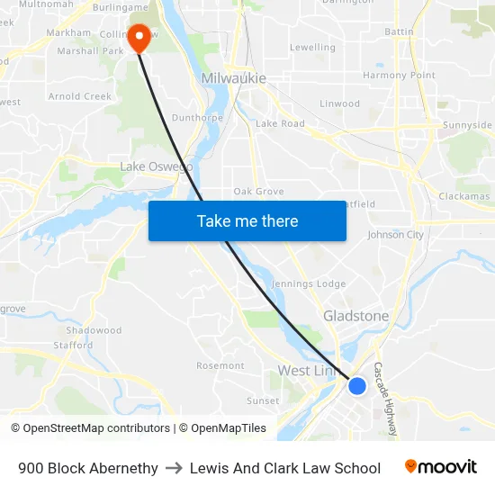 900 Block Abernethy to Lewis And Clark Law School map
