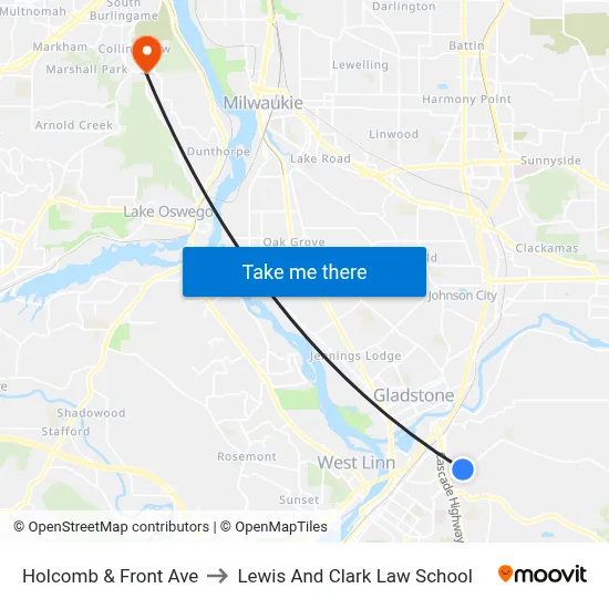 Holcomb & Front Ave to Lewis And Clark Law School map