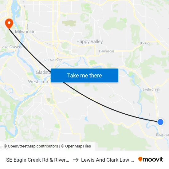 SE Eagle Creek Rd & River Mill Rd to Lewis And Clark Law School map