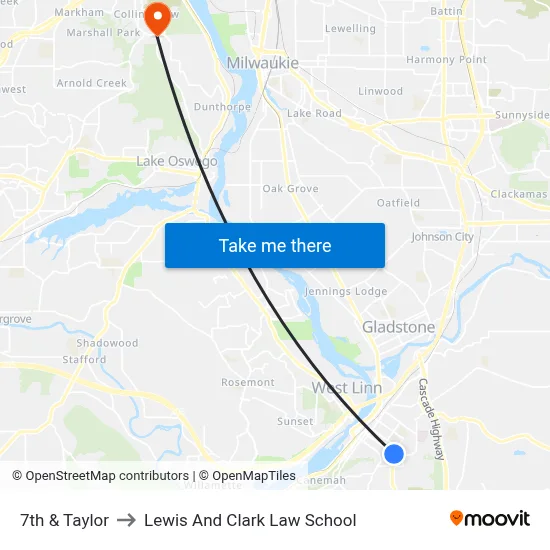 7th & Taylor to Lewis And Clark Law School map