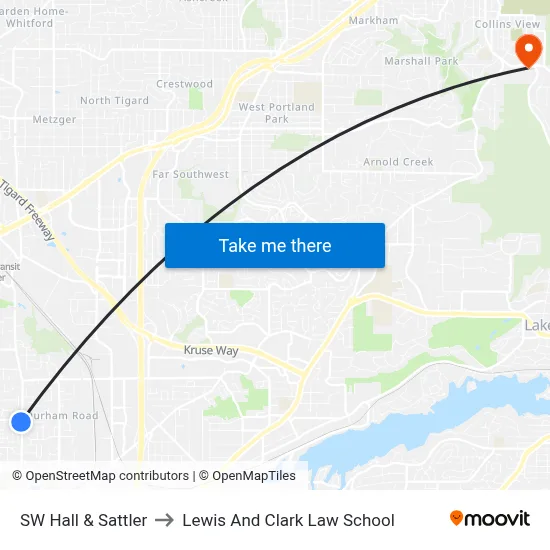 SW Hall & Sattler to Lewis And Clark Law School map