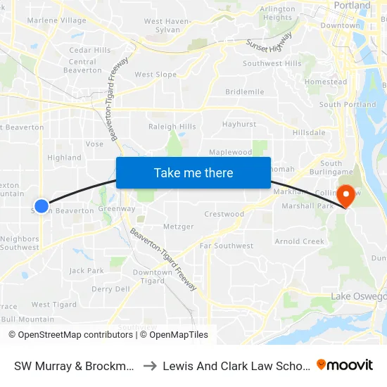 SW Murray & Brockman to Lewis And Clark Law School map