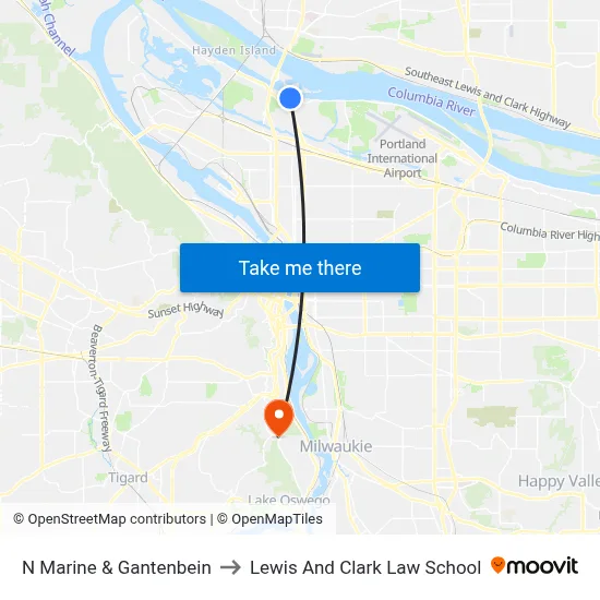 N Marine & Gantenbein to Lewis And Clark Law School map