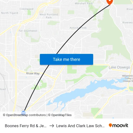 Boones Ferry Rd & Jean to Lewis And Clark Law School map