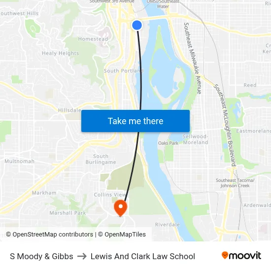 S Moody & Gibbs to Lewis And Clark Law School map