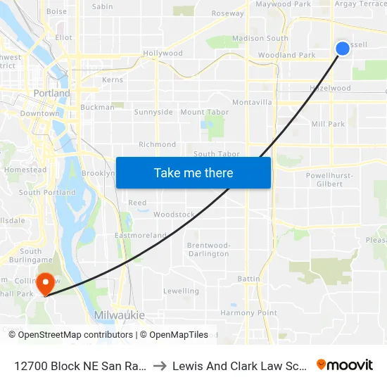 12700 Block NE San Rafael to Lewis And Clark Law School map