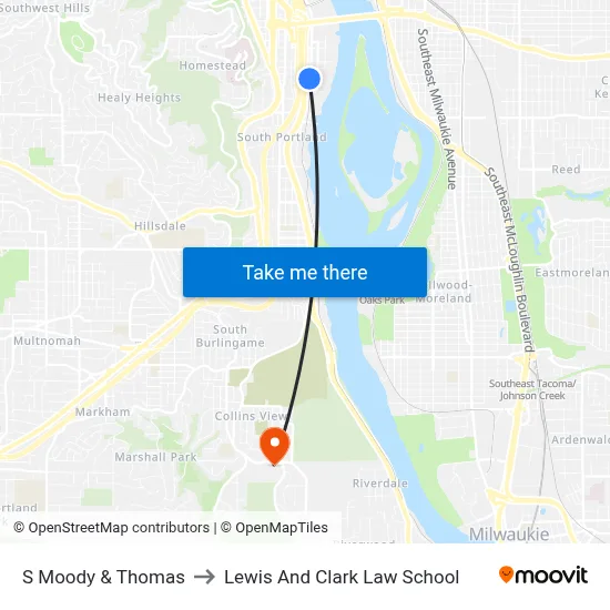 S Moody & Thomas to Lewis And Clark Law School map