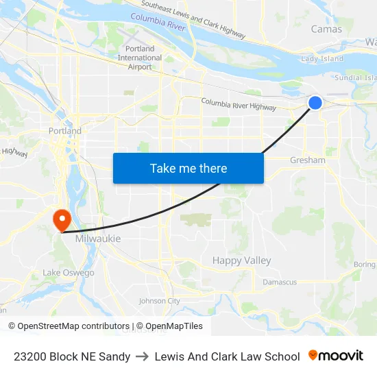 23200 Block NE Sandy to Lewis And Clark Law School map