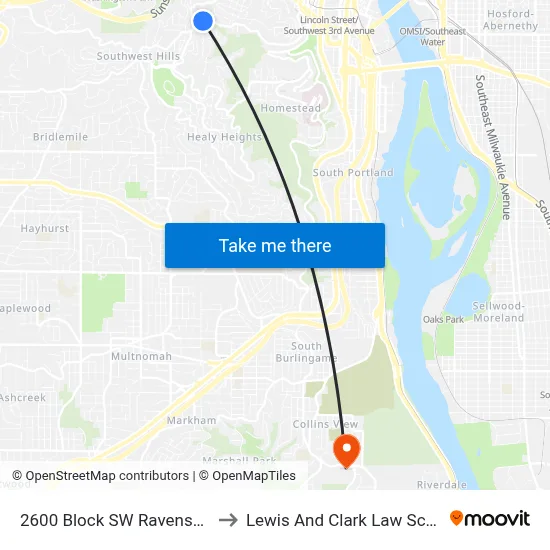 2600 Block SW Ravensview to Lewis And Clark Law School map