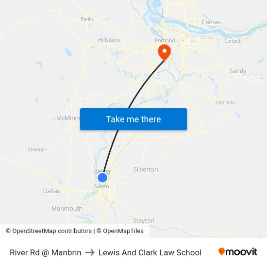 River Rd @ Manbrin to Lewis And Clark Law School map