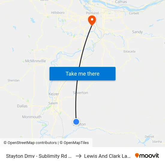 Stayton Dmv - Sublimity Rd @ Golf Club to Lewis And Clark Law School map