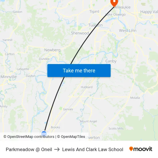 Parkmeadow @ Oneil to Lewis And Clark Law School map