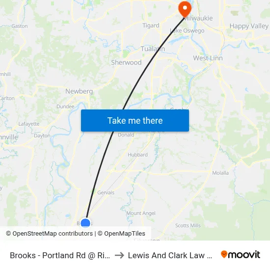 Brooks - Portland Rd @ Riverton to Lewis And Clark Law School map