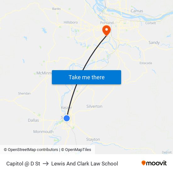 Capitol @ D St to Lewis And Clark Law School map