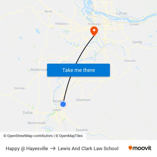 Happy @ Hayesville to Lewis And Clark Law School map