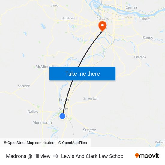 Madrona @ Hillview to Lewis And Clark Law School map