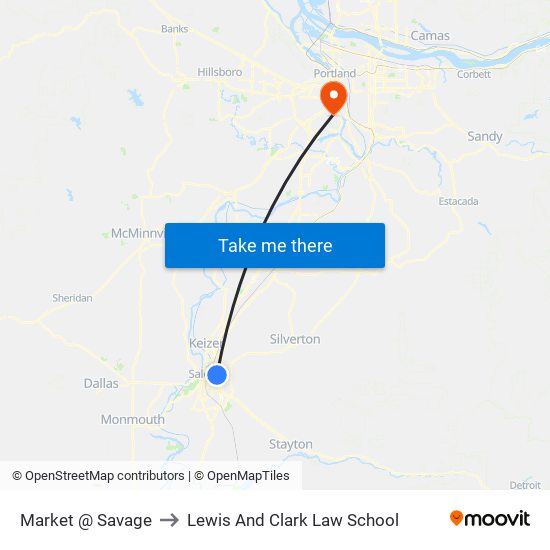 Market @ Savage to Lewis And Clark Law School map